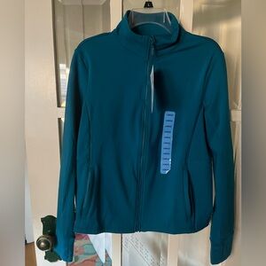 Women's Teal Front Zip Jacket - Size Large